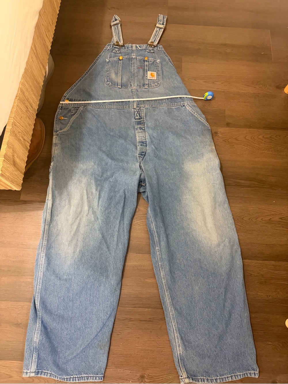 Vintage Carhartt Men's Light Blue Denim Overalls